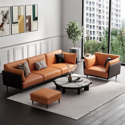 厂家出厂定制北欧轻奢家用办公现代小户型客厅布艺皮质沙发组合租|ms