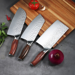 Mirror forged slicing knife, sharp household kitchen knife, colorful wooden handle chef's knife, stainless steel double steel head kitchen knife