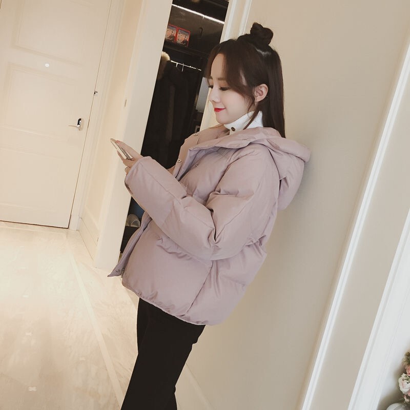 2022 New Short down Cotton Jacket for Women, Korean Style Puffer Jacket, Petite Cotton Coat, Student Loose Outerwear