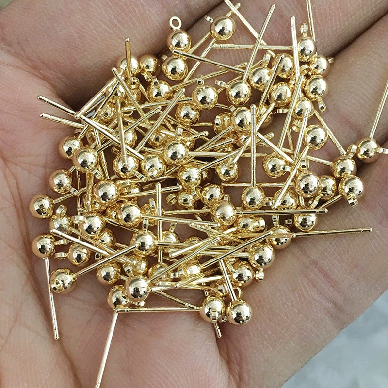 Silver needle, earrings, accessories, round beads, silver 925 sample
