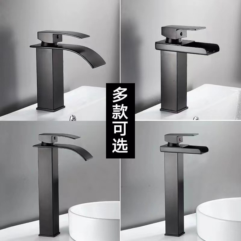 Fábrica directa de cobre baño cascada grifo lavabo grifo europeo boca ancha grifo caliente y frío