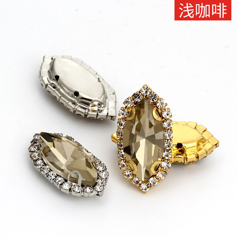 Ojo de caballo, borde, garras, taladro perforado, taladro cosido a mano, soporte inferior grueso, tocado, equipaje, accesorios de ropa, hebilla de cristal de ojo de caballo