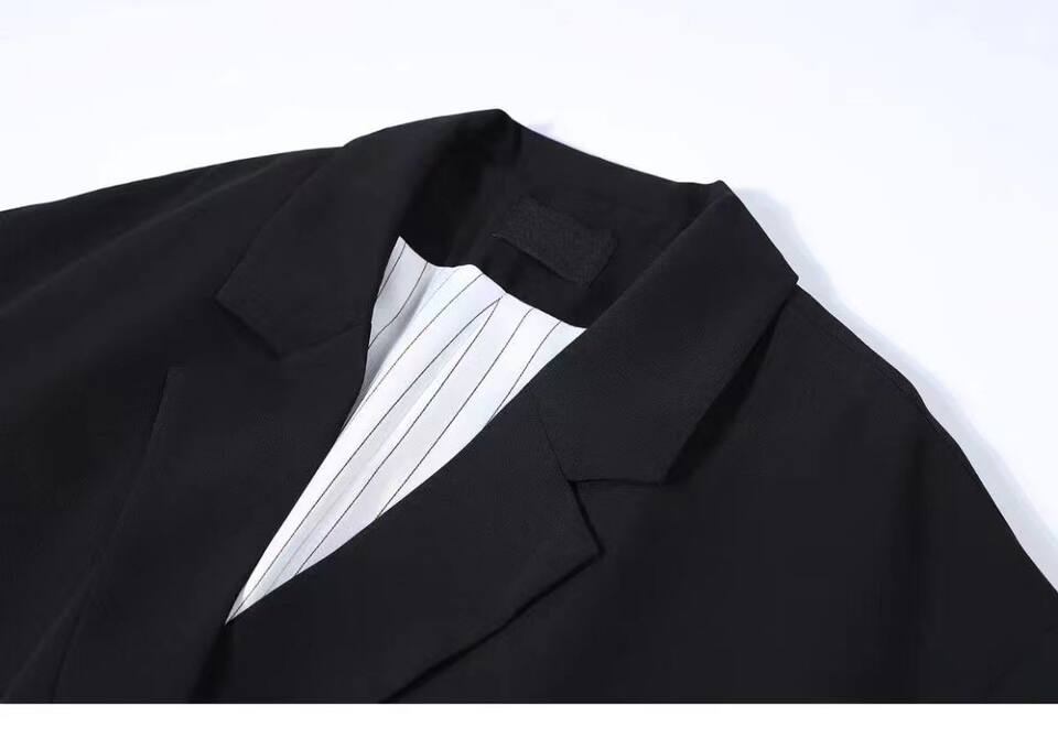 Áo blazer nữ dáng suông rộng phong cách Hàn Quốc, cổ vest một hàng cúc, tay dài — Màu trắng ngà, Màu xám đậm, màu đen chi tiết 14