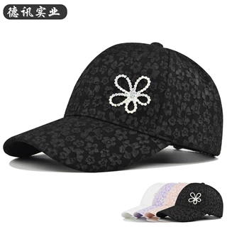 跨境钻石棒球帽闪光花朵鸭舌帽钻石图案个性情侣弯檐帽遮阳帽