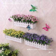 假花塑料花栅栏花艺套装挂墙花篮绿植草小盆栽摆件赵周绢花雏菊