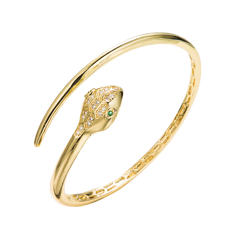 Fashion snake copper zircon open bracelet