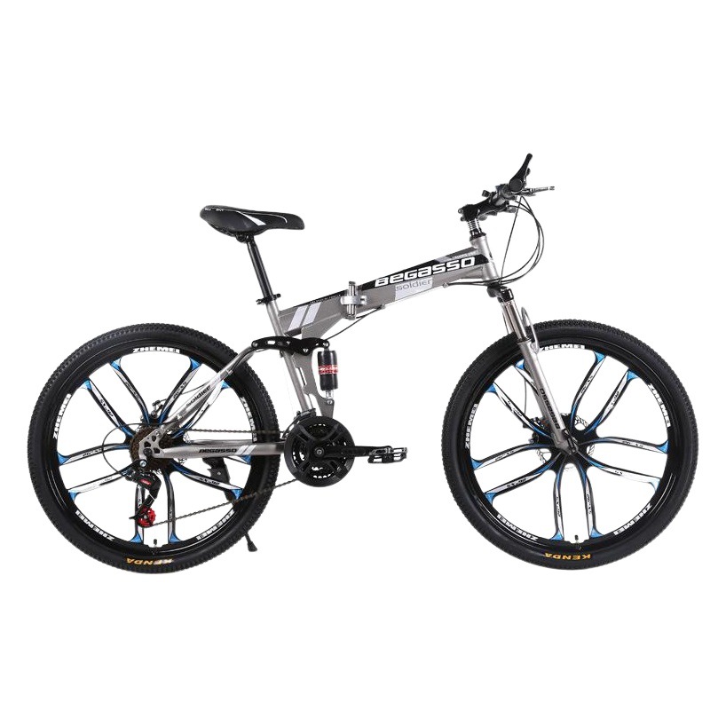 BeGasso bicicleta plegable Doble amortiguador de freno disco variable velocidad bicicleta montaña estudiante hombres y mujeres estilo integrado rueda bicicleta