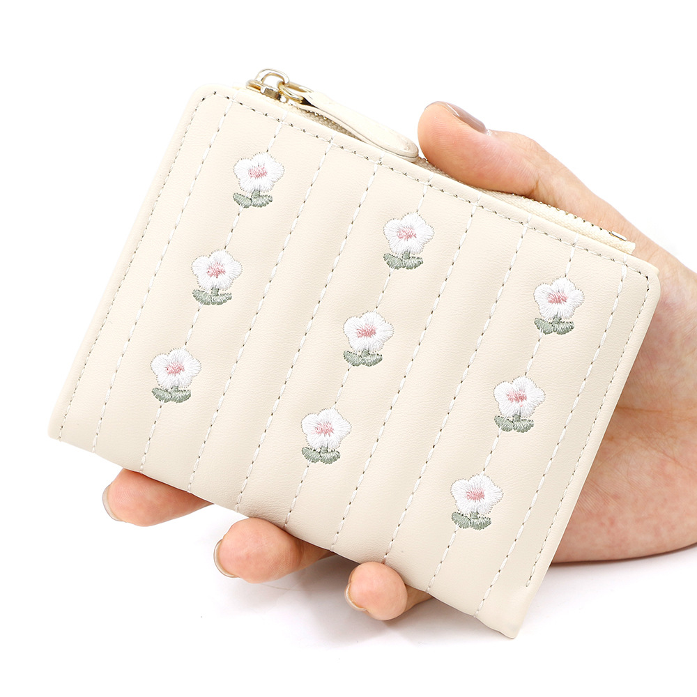 Nueva billetera corta de moda coreana linda borrada billetera corta simple bolsa de tarjetas de cambio de descuento