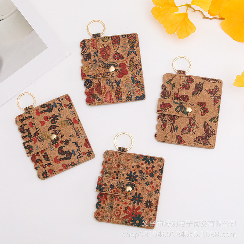 Retro Exquisite Multi Card Card Bag Portuguese Cork Ultra-thin Ultra-light Zipper Small Wallet Coin Purse Factory Direct Supply