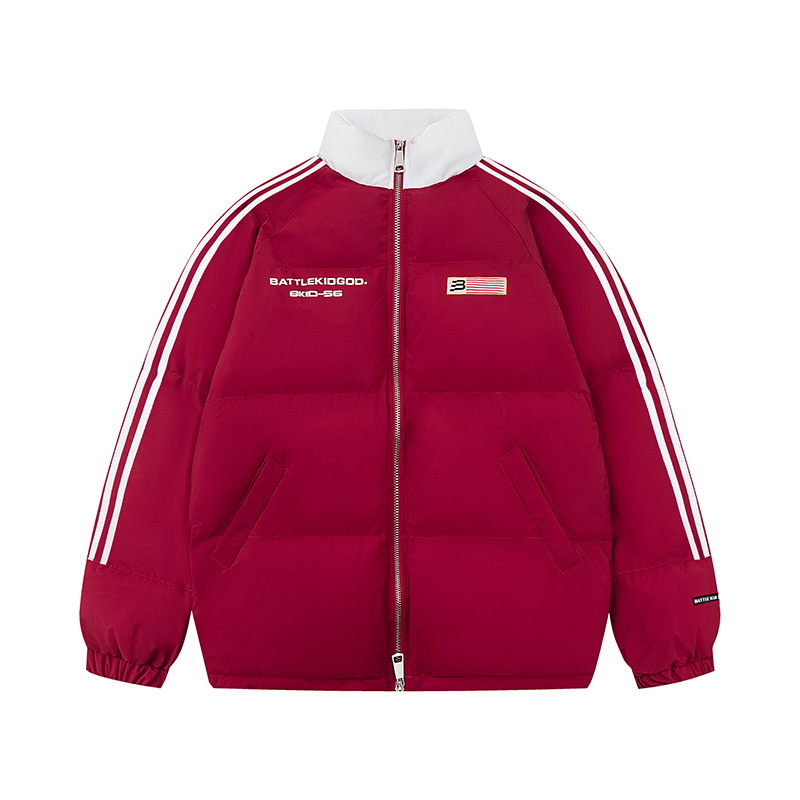 Marca de moda Nacional Americana retro rayas de la bandera de la raya abrigo de algodón acolchado de los hombres y de las mujeres de invierno abrigo de pan engrosada suelta