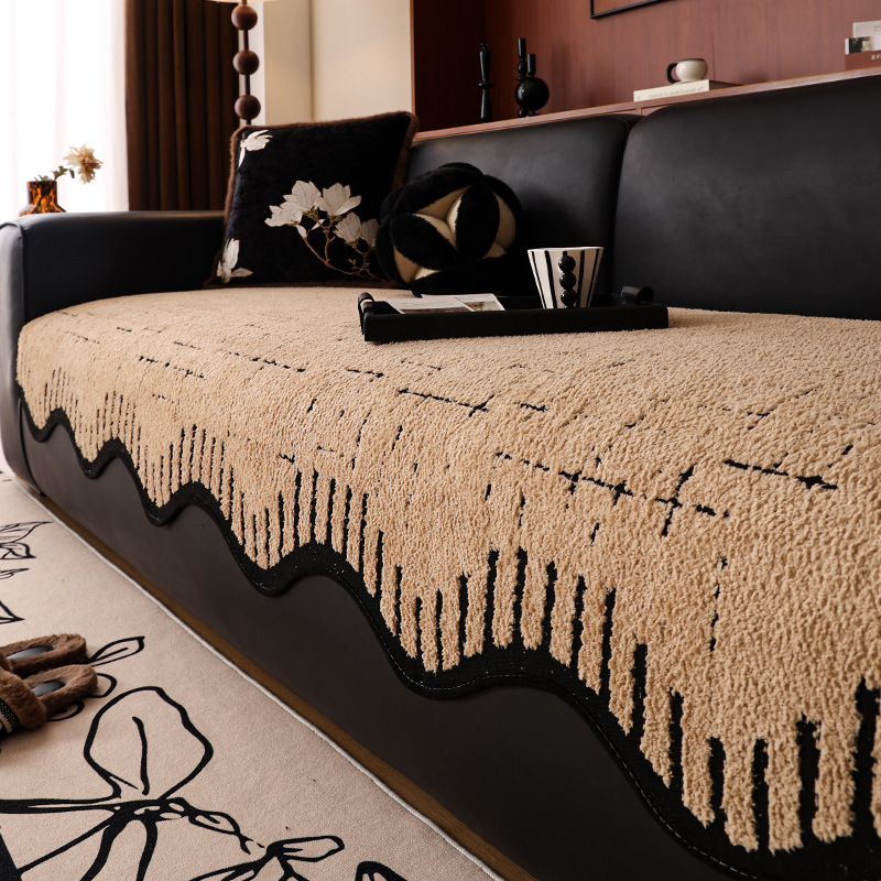 2024 nuevo tipo de cojín de sofá de forma especial otoño y invierno sofá de piel antideslizante cubierta de tela