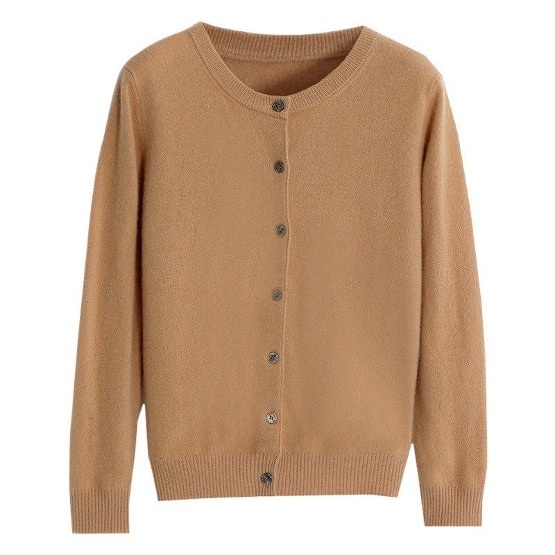 Весной и осенью новый вязаный кардиган с длинными рукавами, Женская универсальная короткая куртка с круглым вырезом, Свободный Повседневный простой свитер