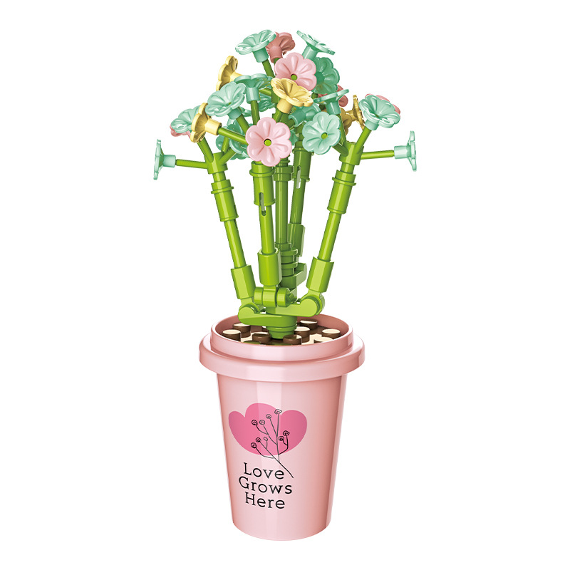 Compatible con bloques de construcción de Lego flor Día del maestro Día de San Valentín regalo rompecabezas montado juguete decoración flor cara Té Idioma