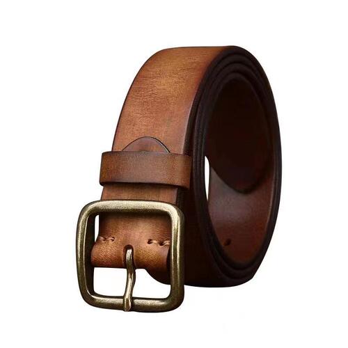 Korean style personalized fashion genuine leather pin buckle pure copper men's belt men's trendy young people pure cowhide versatile retro belt