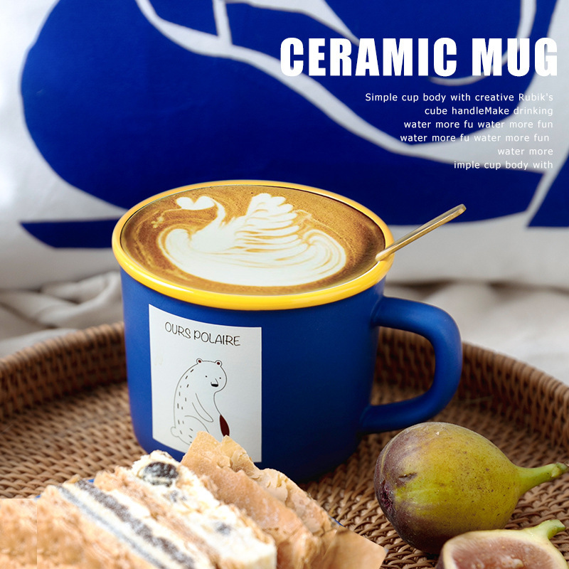 Animal Klein blue ceramic mug large capacity creative small high-looking drinking cup breakfast coffee cup