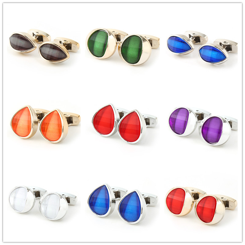 Plastic Cufflinks Curved Foot New Foreign Trade Air Transport Cross-border Hot Selling Men's Shirts Walking Volume Cuffnails Water Drop Horse Eye Cufflinks