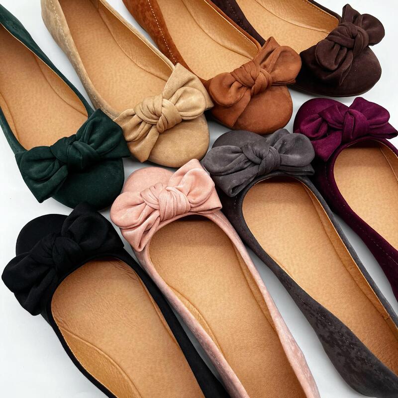 Foreign Trade Large Size Shoes 2023 Bowknot Flat Shoes Round Toe Shallow Casual Versatile Women's Shoes Trendy New Autumn Model