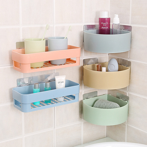 Bathroom rectangular storage rack without punching and traceless toiletries storage rack toilet bathroom triangle storage rack