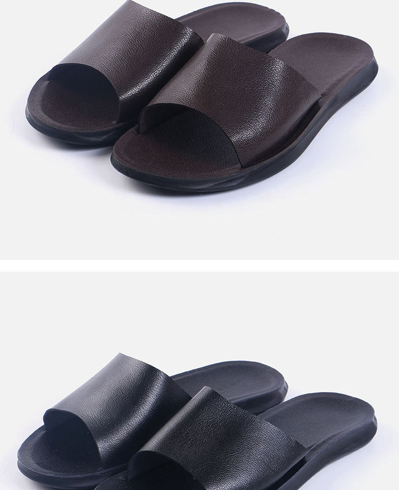 Dép đi trong nhà quai ngang cho cặp đôi, chống trượt, thoáng khí, đế dày 1,5–3,5 cm — Đen toàn bộ chi tiết 10