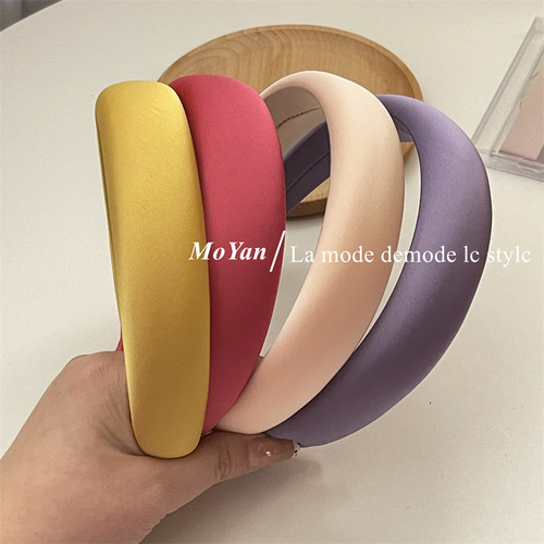 French retro temperament, high-end satin sponge headband, female going out headband, pressed hairpin, simple and versatile hair accessory
