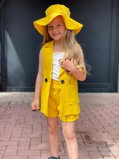 360g Weight Fashion Solid Color Button Cotton Girls Clothing Sets