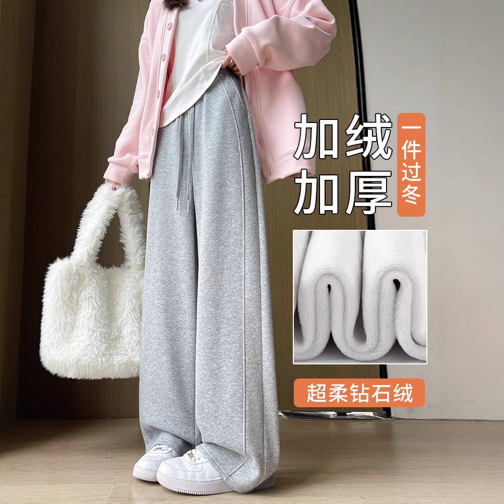 lulu香蕉裤女春秋2025新款宽松直筒阔腿卫裤小个子休闲弯刀运动裤