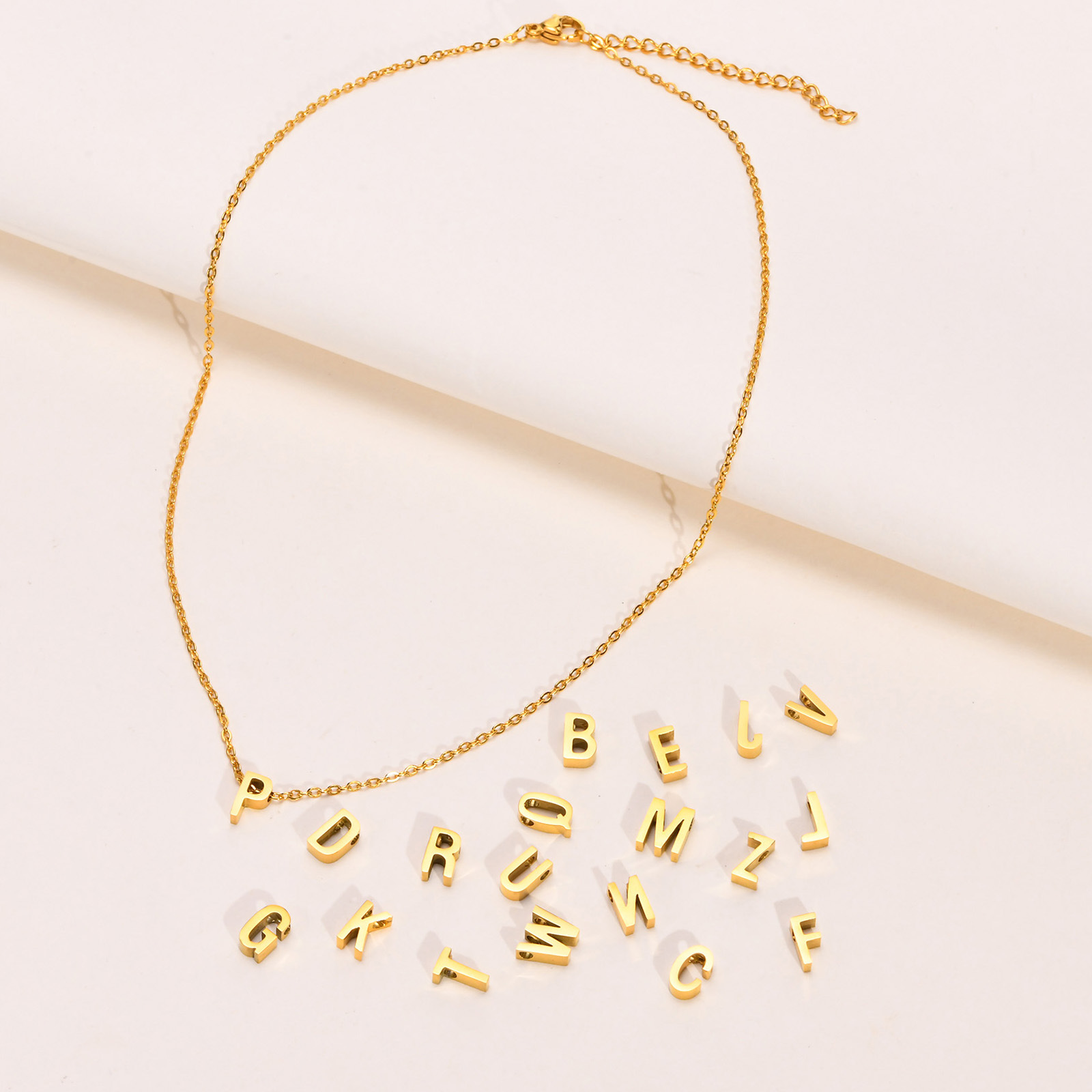 Letter Pattern Women'S Gender Wholesale Jewelry Simple Style Letter Stainless Steel Gold Plated Plating