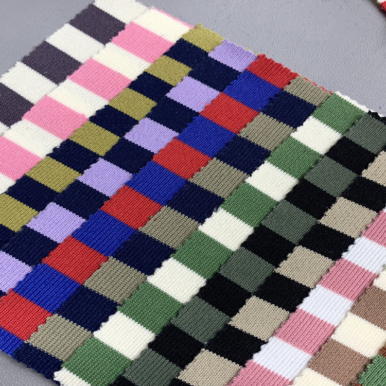 1*1涤氨舒爽罗纹240g弹力针织彩条面料家居鞋睡衣童装连衣裙布料