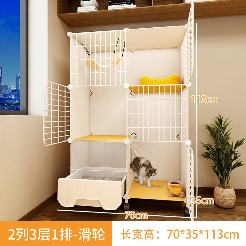 トイレ付き猫ケージ、家庭用屋内特大フリースペース、子猫暗号化2階建て猫ヴィラ猫ハウス巣|undefined