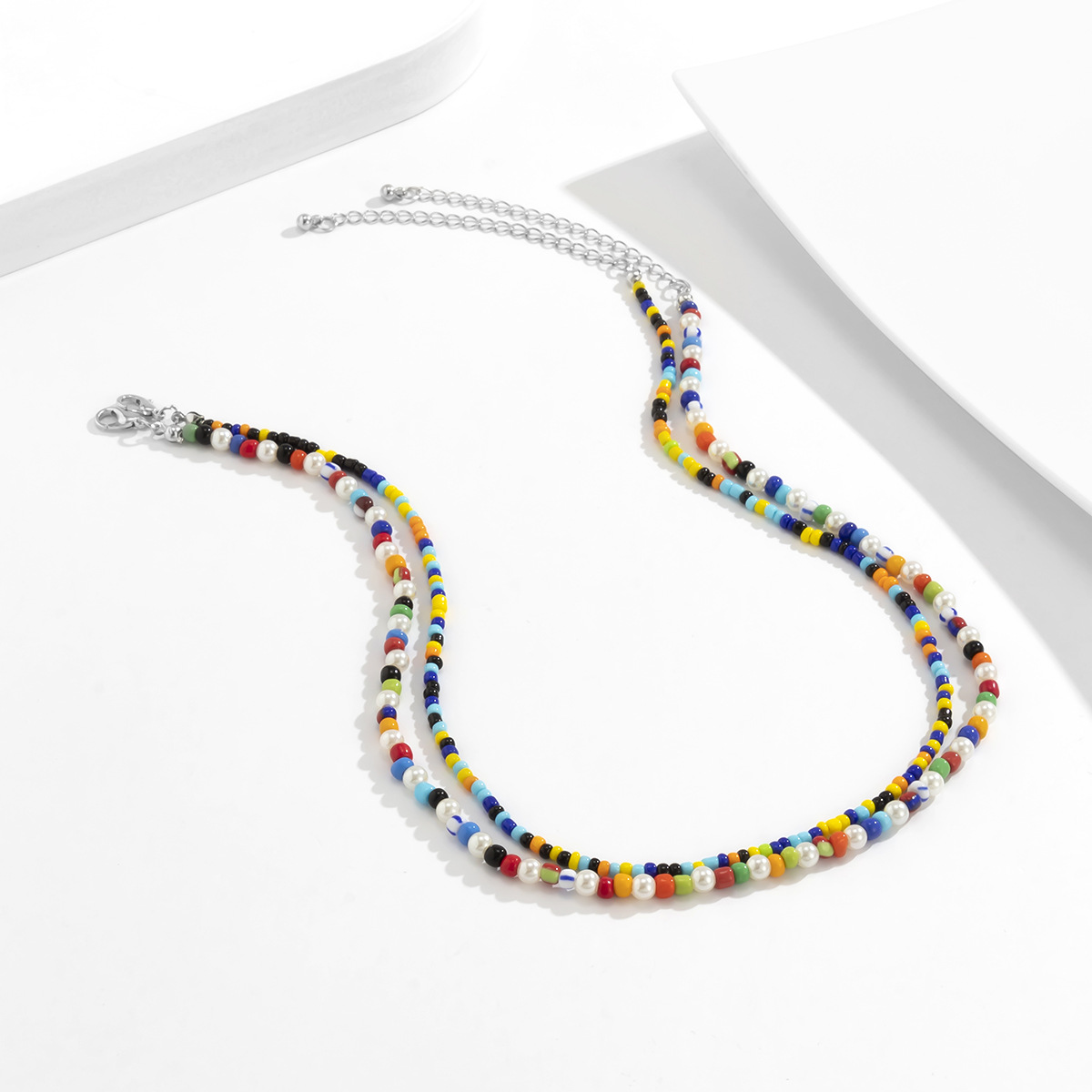 Collier Bohème Homme Avec Perles De Rocailles Multicolores_voghion.com