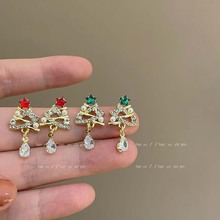 秋冬新款简约小众设计镶钻圣诞树耳环时尚高级感星星耳坠圣诞耳饰