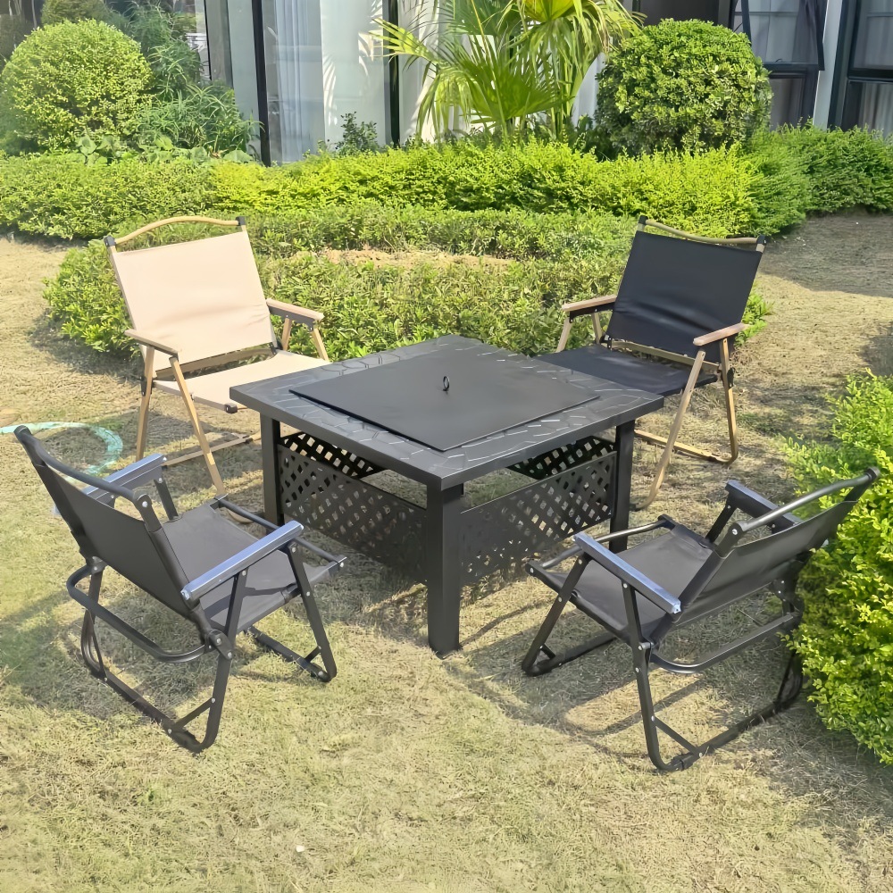 焚き火台とバーベキューグリル一体型テーブル、屋外パティオグリル、暖房テーブル、バーベキューグリル、屋外グリル