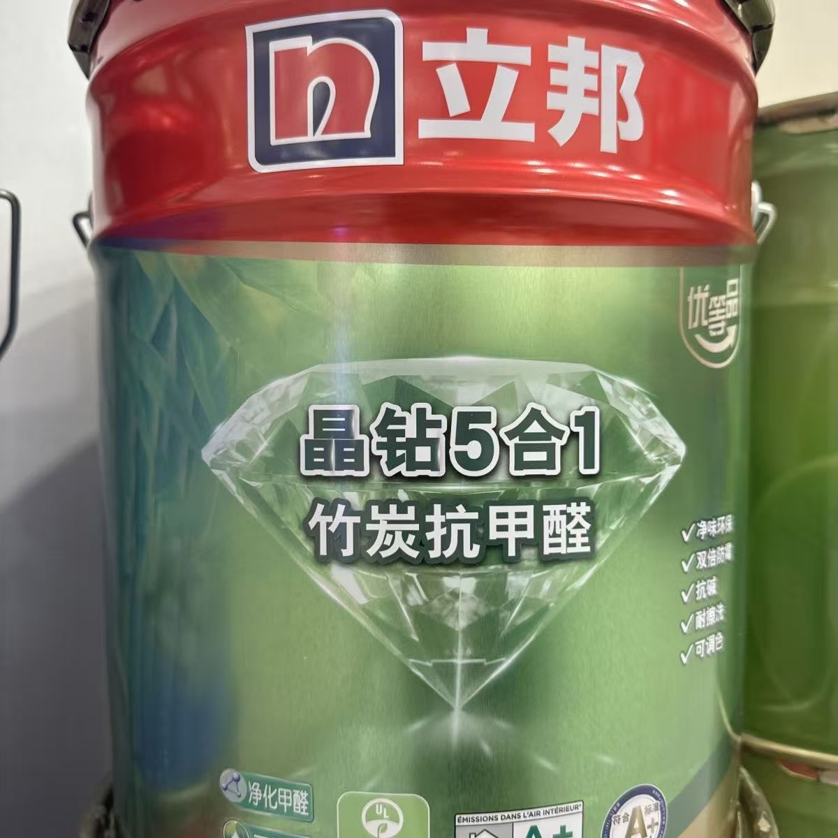 立邦乳胶漆晶钻竹炭抗甲醛五合一无添加环保室内白色家用内墙涂料