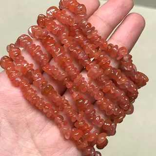 天然樱桃红南红随行手串不规则碎石DIY文玩手链项链隔珠配珠红翡