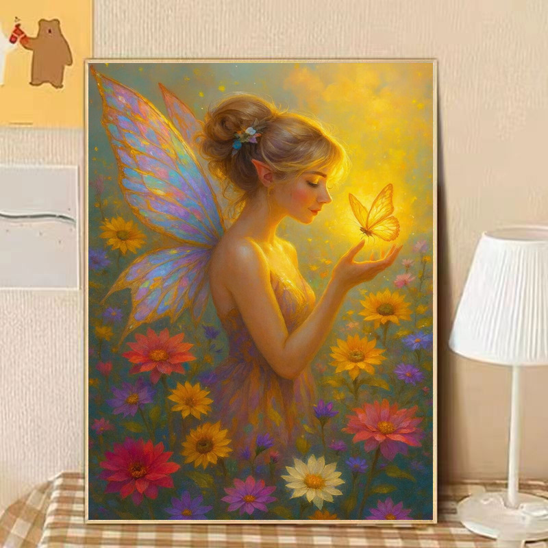 精灵女孩钻石画满钻新款手工画卧室学生新手钻石贴十字绣带框