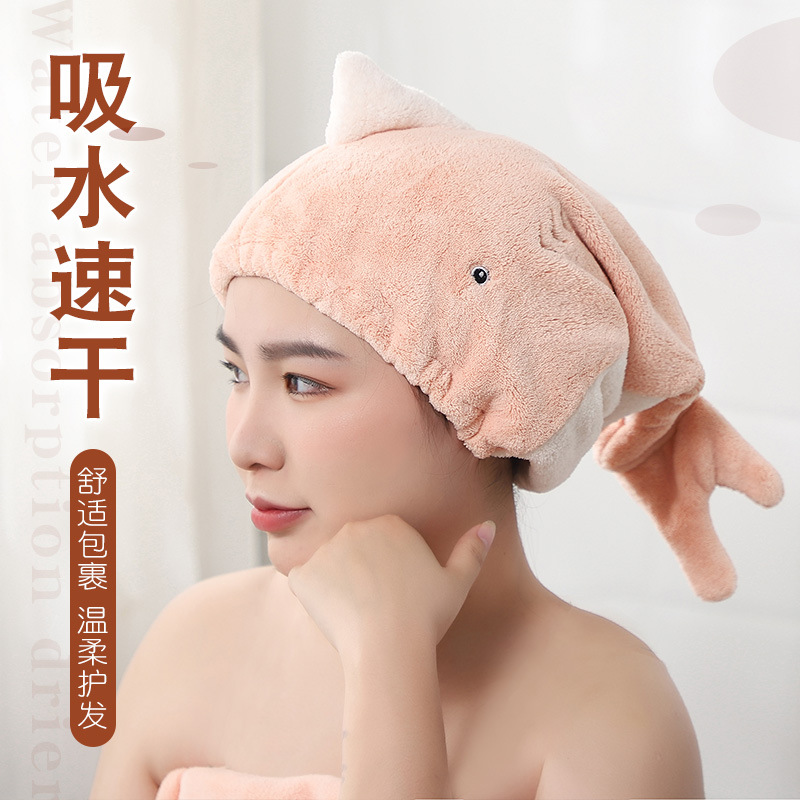 Women's Quick-Drying Absorbent Thick Cartoon Shower Cap Hair Dryer Hat Head Scarf Cute Dry Towel Wholesale