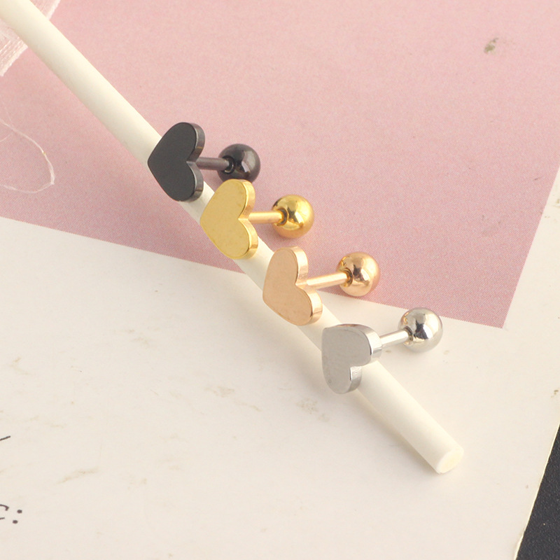 1 Piece Quantity Casual, Daily Occasion 1 Piece Vintage Style Heart Shape Stainless Steel Ear Studs