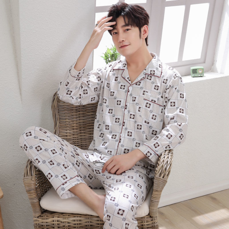 Pijamas de manga larga de verano Delgado casual simple traje homewear pijamas más tamaño cardigan pequeña solapa primavera y otoño