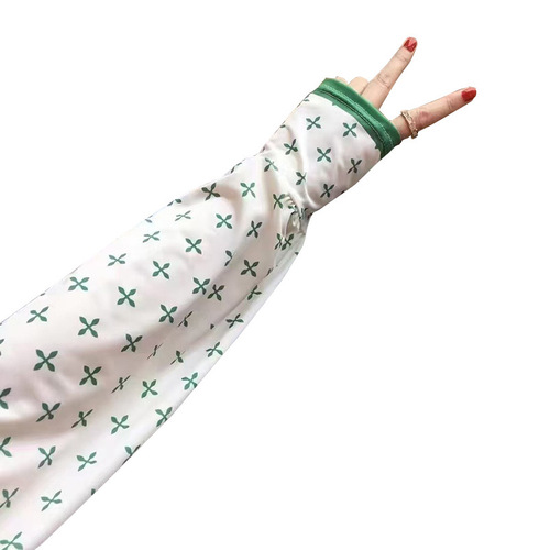 Summer loose letter pleated design ice silk sleeves outdoor driving UV protection arm sleeves sun protection ice sleeves