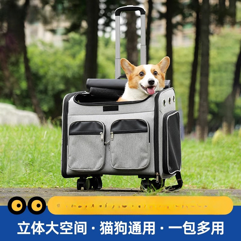 (2개) 휴대용 대형 고양이 가방 고양이 개 공간 캡슐 트롤리 수하물 고양이 배낭을위한 애완 동물 트롤리 케이스