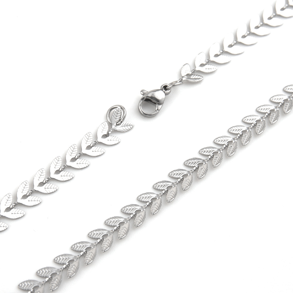 Titanium Steel Leaf Necklace Double Sided Versatile Design_voghion.com