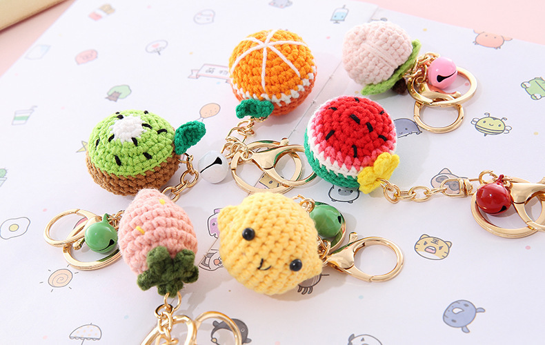 Cute Sweet Donuts Yarn Knitting Keychain display picture 1