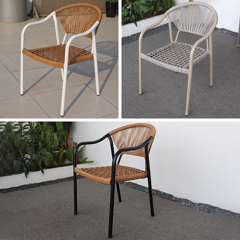 Sillas al aire libre nórdicas patio al aire libre villa silla de jardín silla de relajación silla de comedor de aluminio de caña