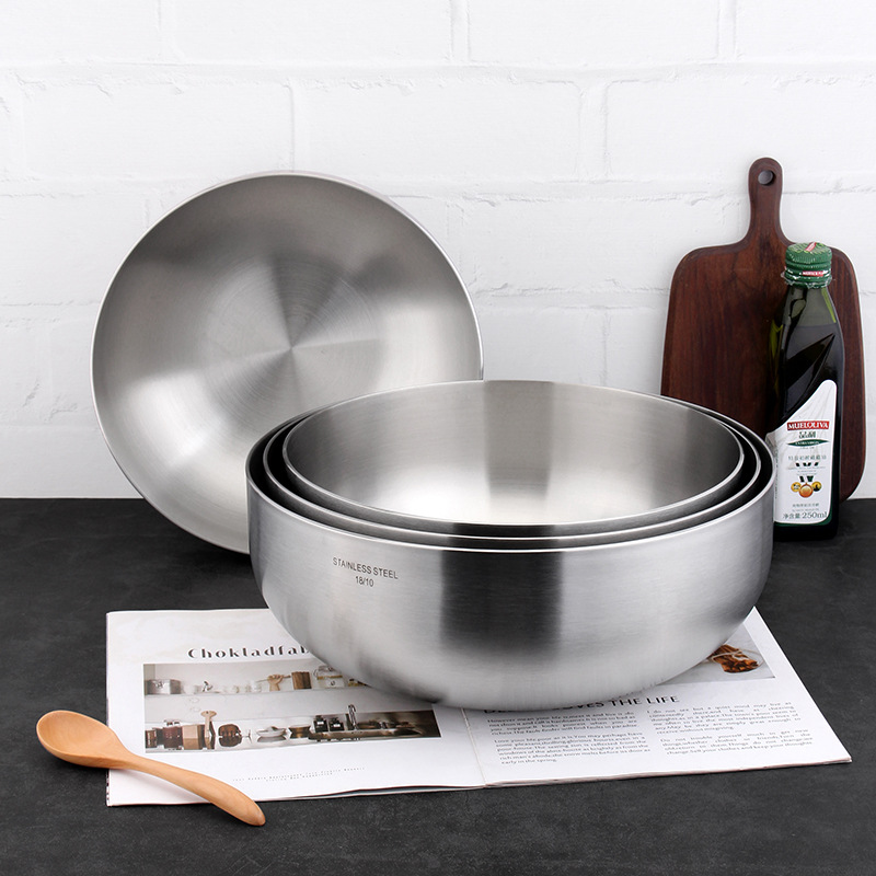 COOKONE18 / 10 tazón de sopa de acero inoxidable y tazón de fideos, tazón de huevos grueso para hornear, tazón de verduras, tazón de masa, tazón de fideos