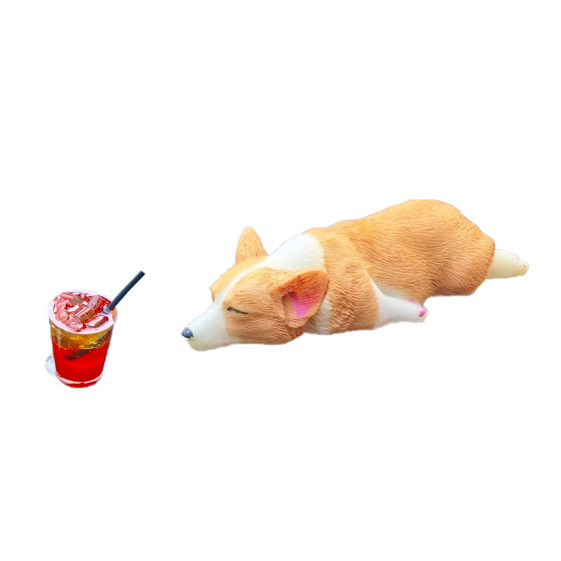 Mini posición para dormir, decoración de coche Corgi, decoración creativa de la consola central del coche, lindo coche de perrito de resina