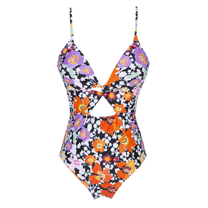 Floral Print Cut Out One Piece Swimsuit - luxiaa, cut out swimsuit cut out swimsuit one piece cut out swimsuit