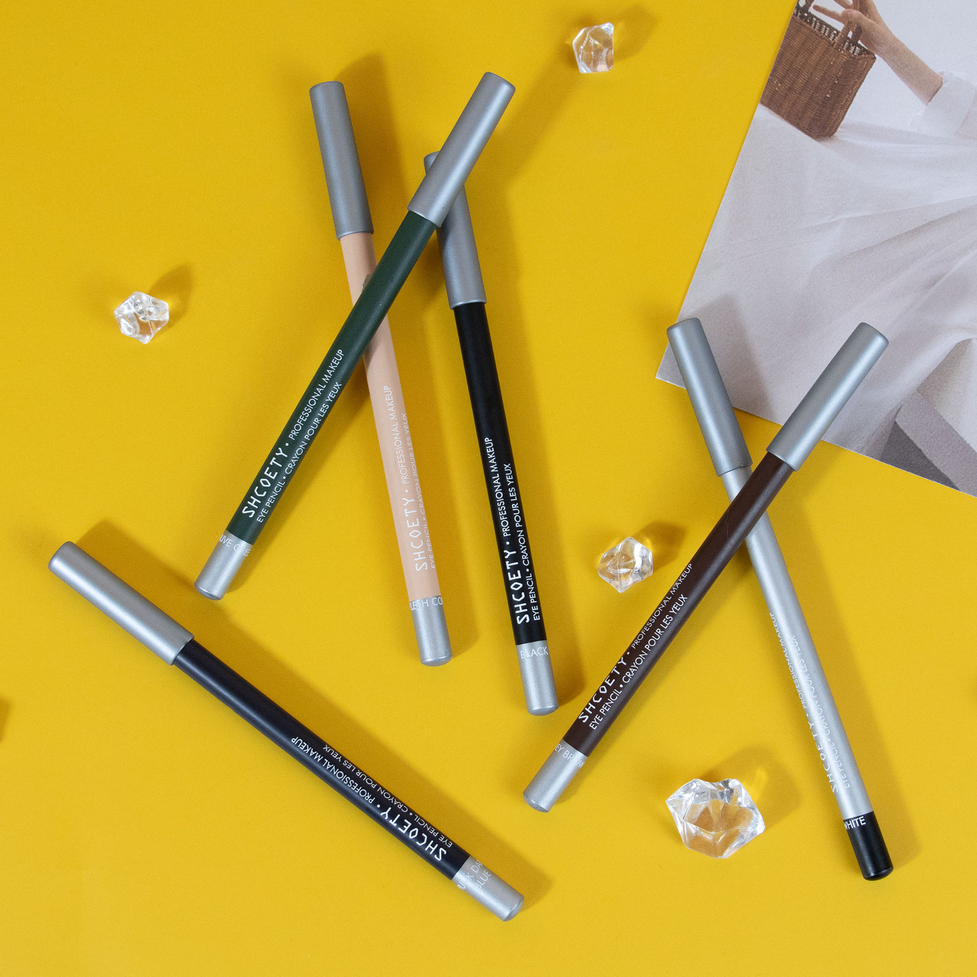 SHCOETY waterproof and non-smudge wooden eyeliner pen, long-lasting makeup without smudge, eyebrow pencil and eye pencil, dual-purpose makeup pen, European and American undefined