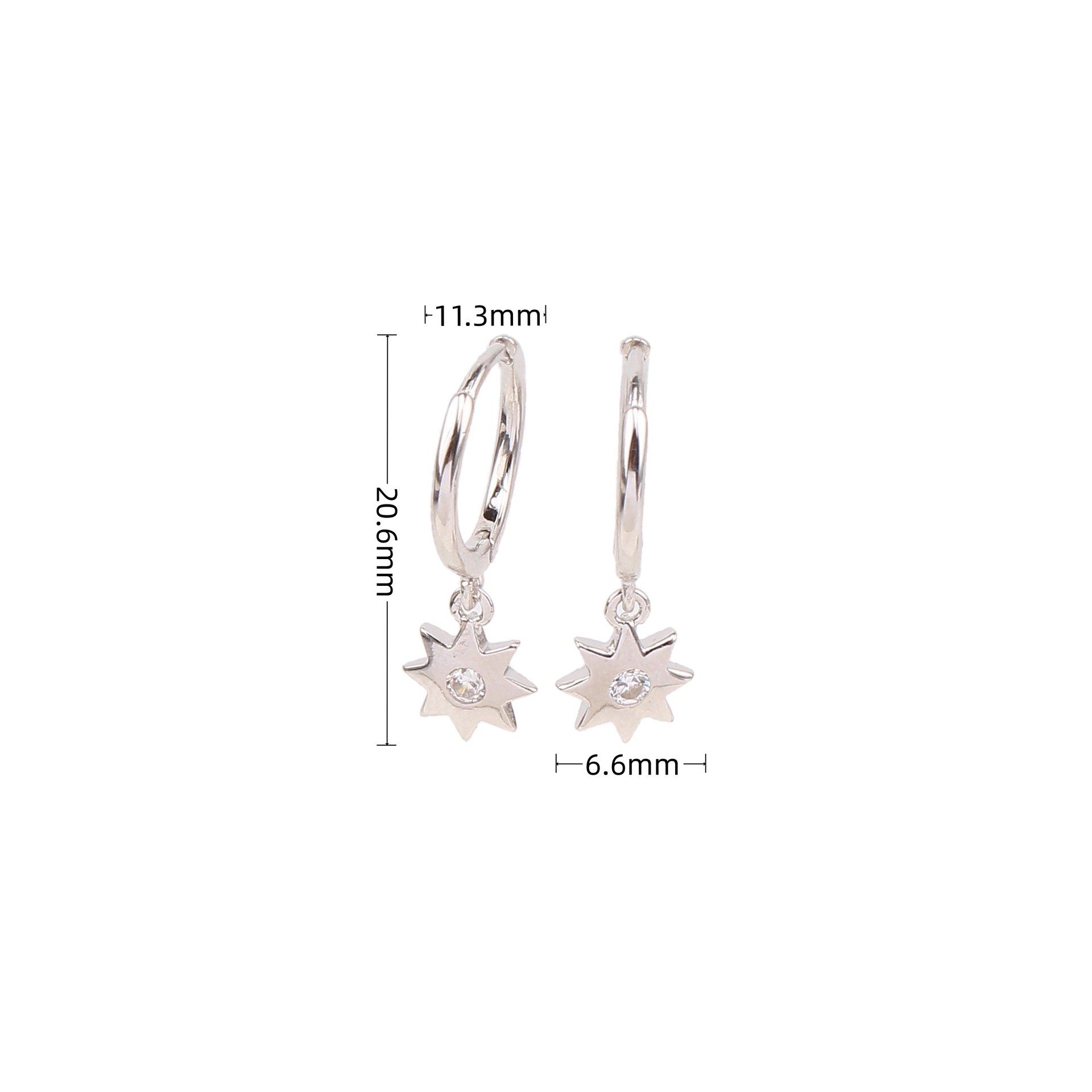 1 Pair Simple Style Star Plating Inlay Sterling Silver Zircon White Gold Plated Gold Plated Drop Earrings display picture 2
