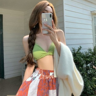 Short Neck Bikini Backless Outer Inner Gini Biki Hanging Hot Girls Women's Summer Monsoon Vest Pure Hanging Underwear