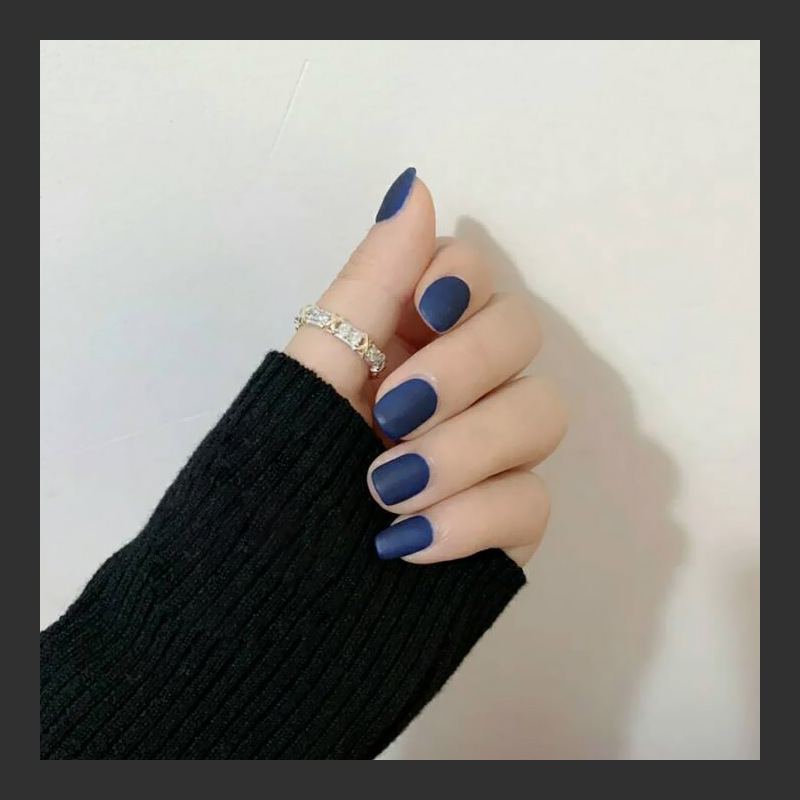 Nuevo parche de uñas de uñas de uñas esmeriladas de color sólido corto redondo desmontable parche de uñas postizas de uñas portátiles al por mayor